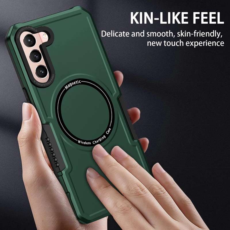 For Samsung Galaxy S21 5G MagSafe Shockproof Armor Phone Case(Dark Green)