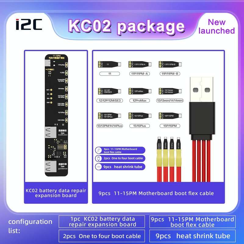 i2C KC02 Battery Data Repair Expansion Board Modifying Battery Efficiency for iPhone 11-15 Pro Max