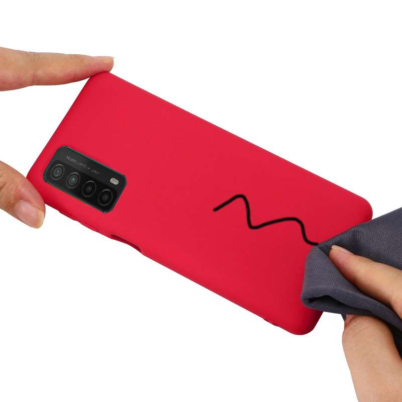 For Huawei P smart 2021 Pure Color Liquid Silicone Shockproof Full Coverage Case(Red)