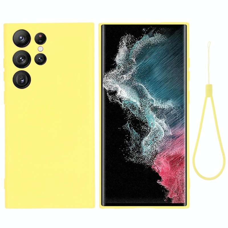 For Samsung Galaxy S23 Ultra 5G Pure Color Liquid Silicone Shockproof Full Coverage Phone Case(Ye...