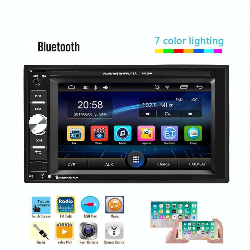 A2115 6.2 inch Car Dual DIN HD MP5 Player Support Bluetooth / FM / Phone Link / TF Card with Remo...