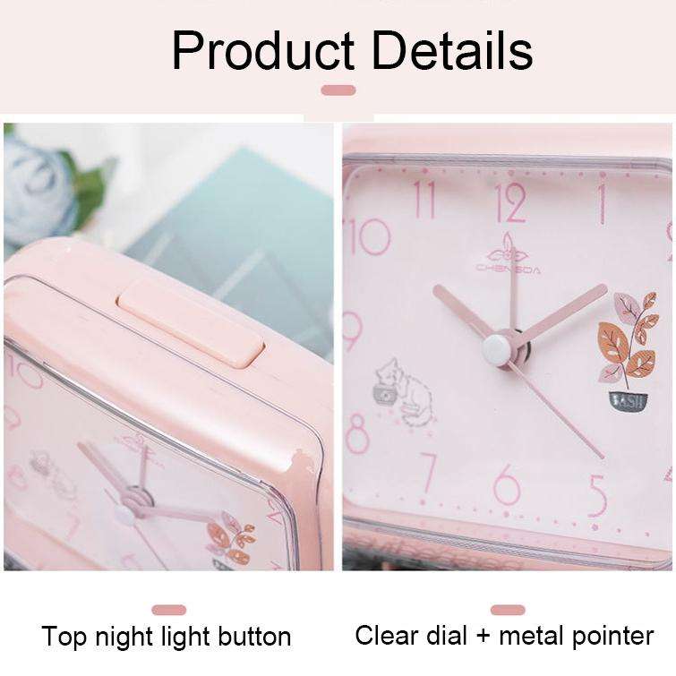 Cute Children Small Alarm Clock Bedside Night Light Clock(A306 Green)