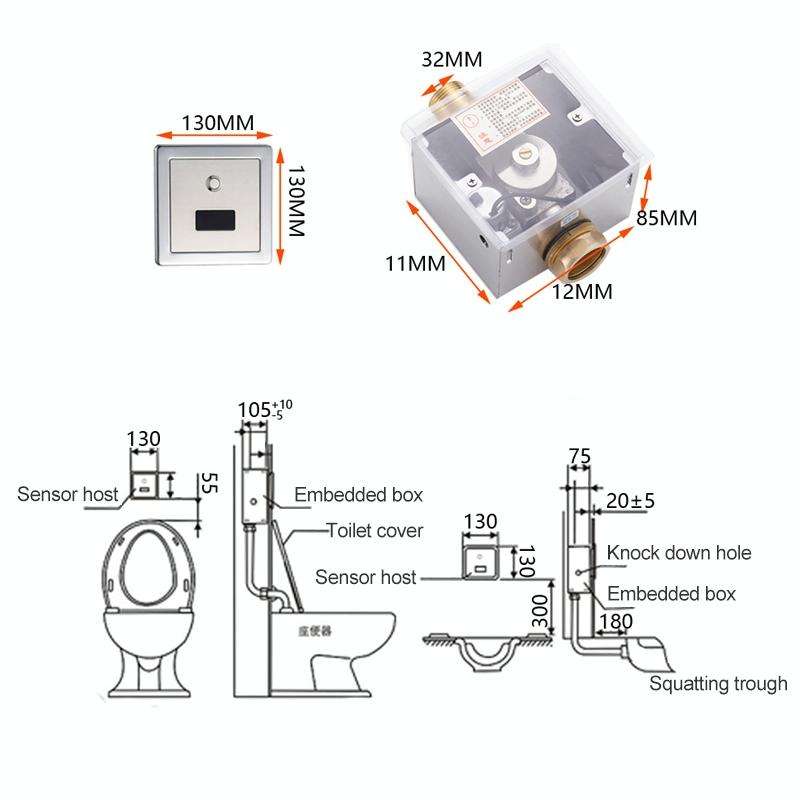 Recessed Wall in Type Flush Valve for Auto-induction Toilet, with Automatic and Manual Function DC
