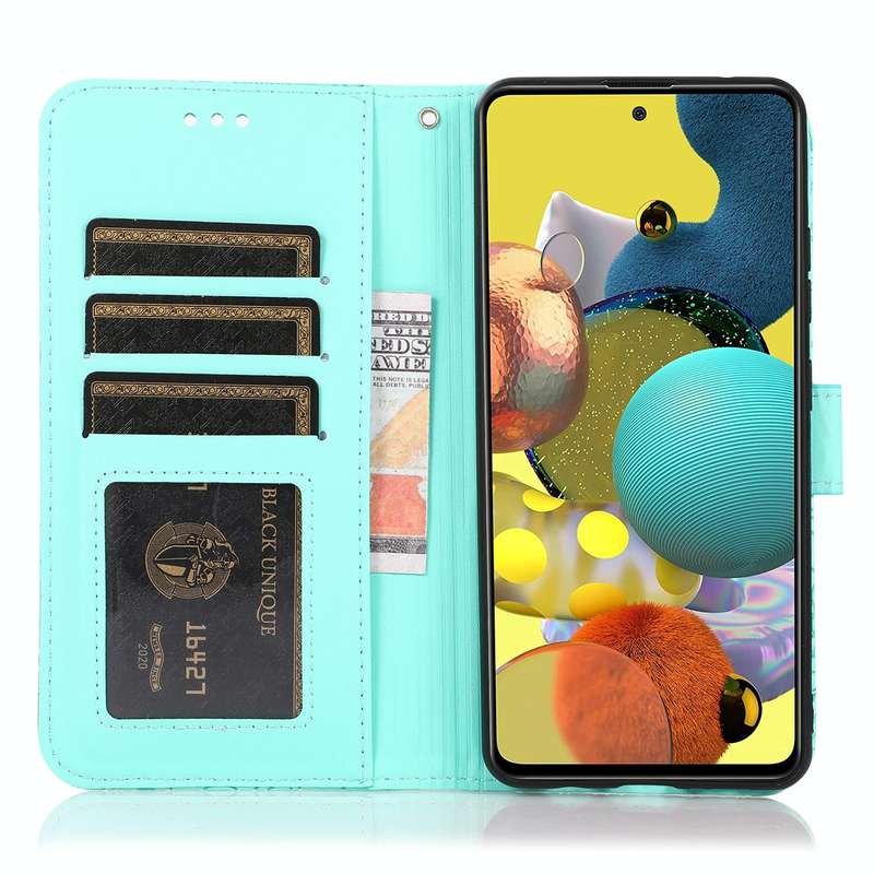 For Samsung Galaxy A51 Skin Feel Embossed Sunflower Horizontal Flip Leather Case with Holder & Ca...