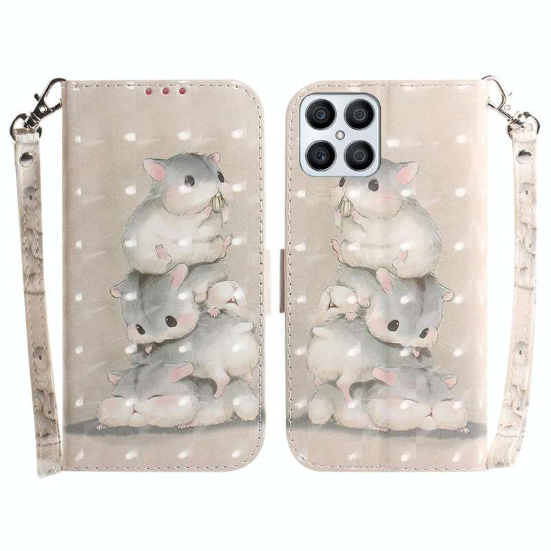 For Honor X8 3D Colored Horizontal Flip Leather Phone Case(Squirrels)