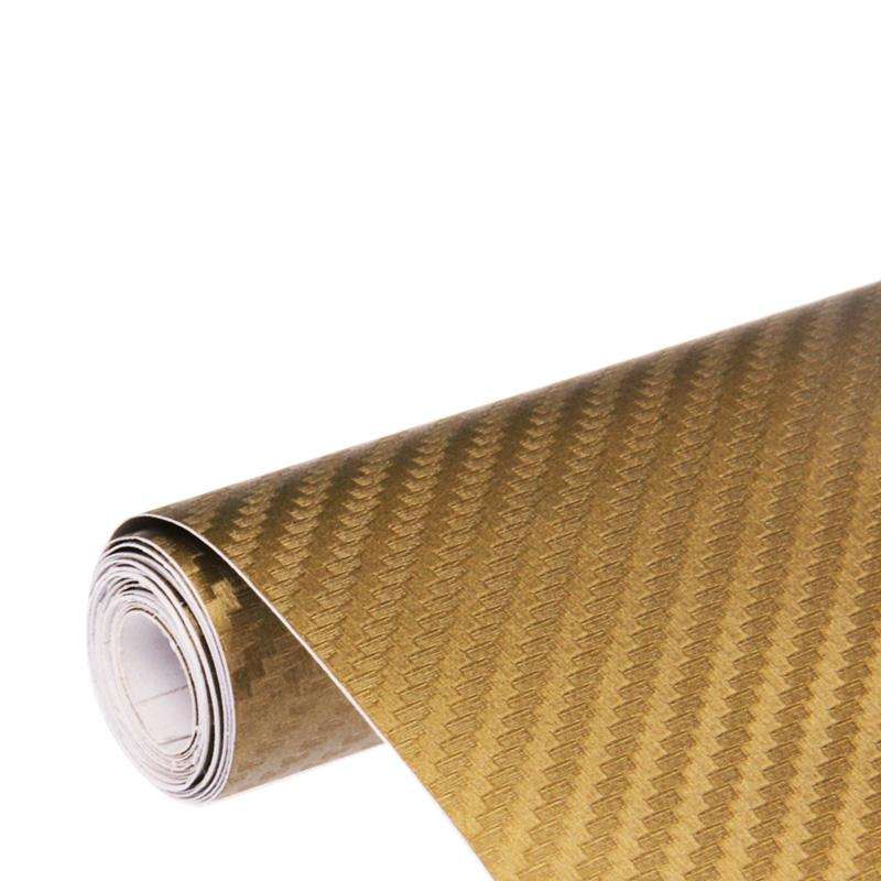 Car Decorative 3D Carbon Fiber PVC Sticker, Size: 152cm x 50cm(Gold)