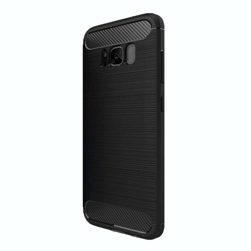 For Galaxy S8 Brushed Carbon Fiber Texture Shockproof TPU Protective Cover Case (Black)