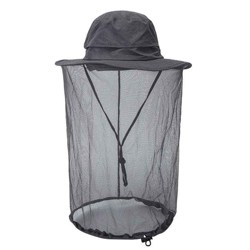 Summer Outdoor Sports Anti-mosquito Net Sun Hat Fisherman Hat, Size:L(Black)