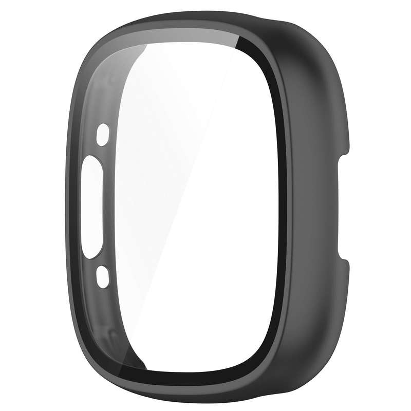 For Fitbit Versa 4 PC+ Toughened Film Integrated Protective Case(Black)