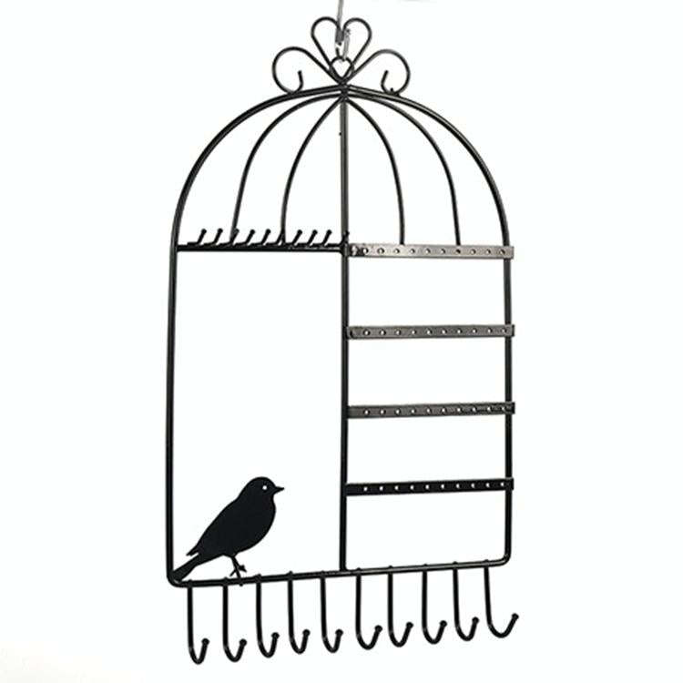 Birdcage Shape Ear Stud Earrings Bracelet Pendant Necklace Jewelry Display Storage Rack(Black)