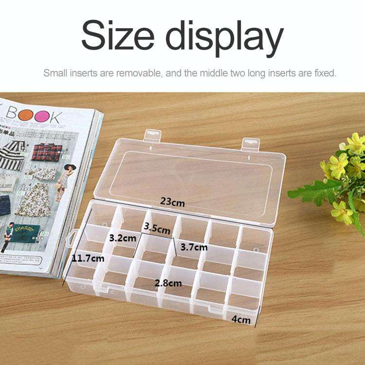 Plastic Organizer Container Storage Box 18 Slots Removable Grid Compartment for Jewelry Earring F...