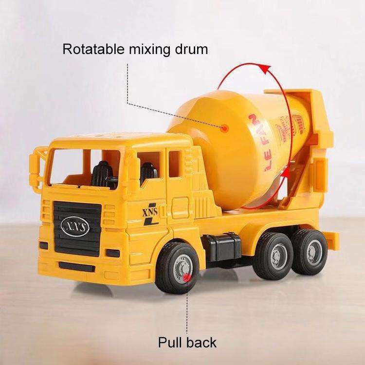4 in 1 Concrete Mixer Truck + Fuel Tank Truck + Dump Truck + Excavator Inertial Pull Back Car Chi...