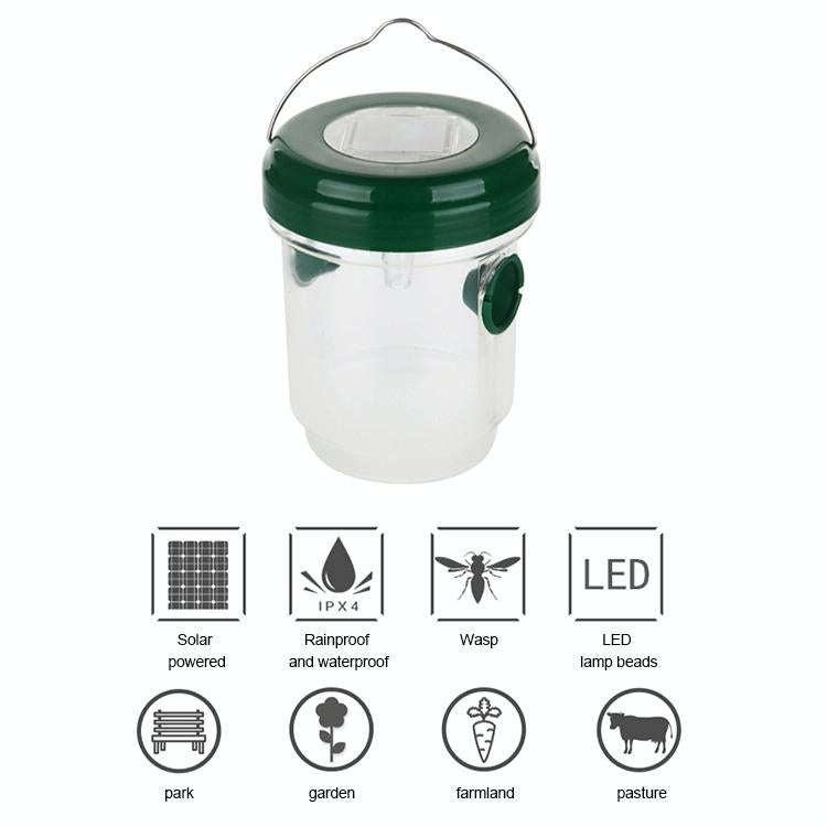 Solar Powered LED Fly Bee Trap Catcher Insect Control Tool