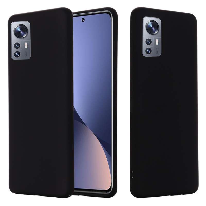 For Xiaomi 12 / 12X Pure Color Liquid Silicone Phone Case(Black)