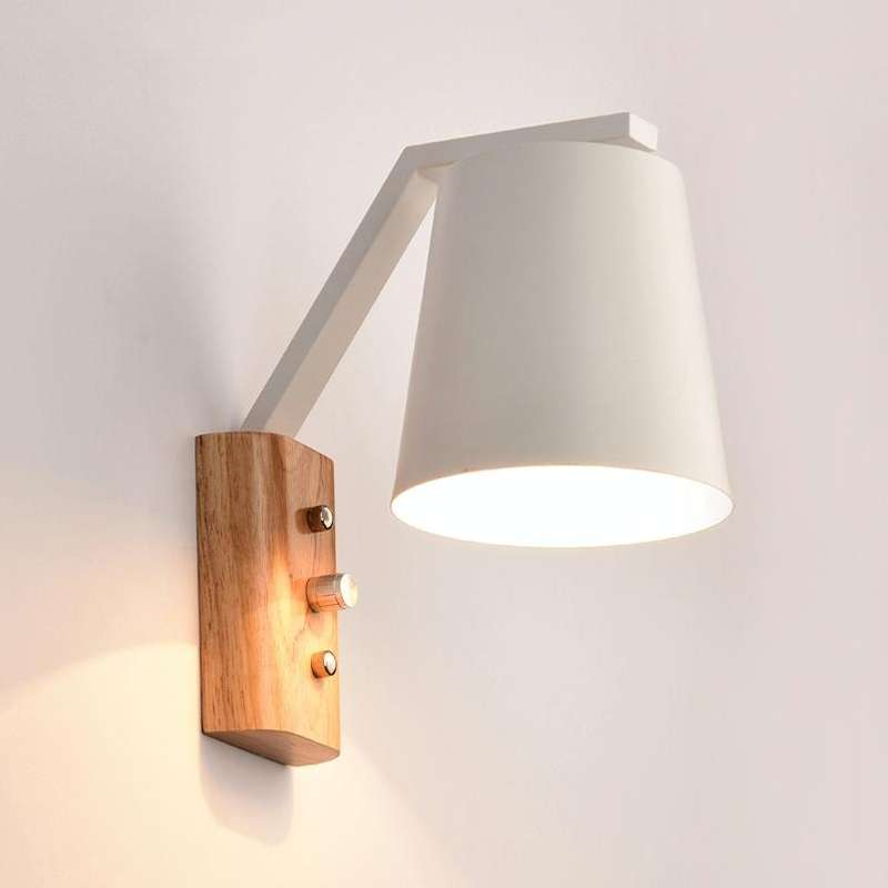 Creative Bedroom Study Bedside Balcony Aisle Porch Hotel Cafe Wood Wall Lamp Switch Light, Light ...