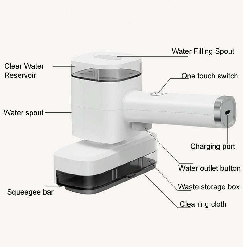 12W Multi-functional Wireless Handheld Cleaner Window Scraping(White)