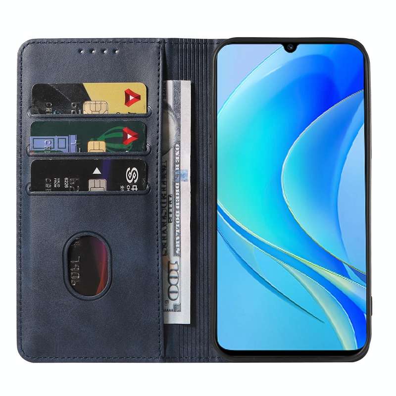 For Huawei Nova Y70 Magnetic Closure Leather Phone Case(Blue)