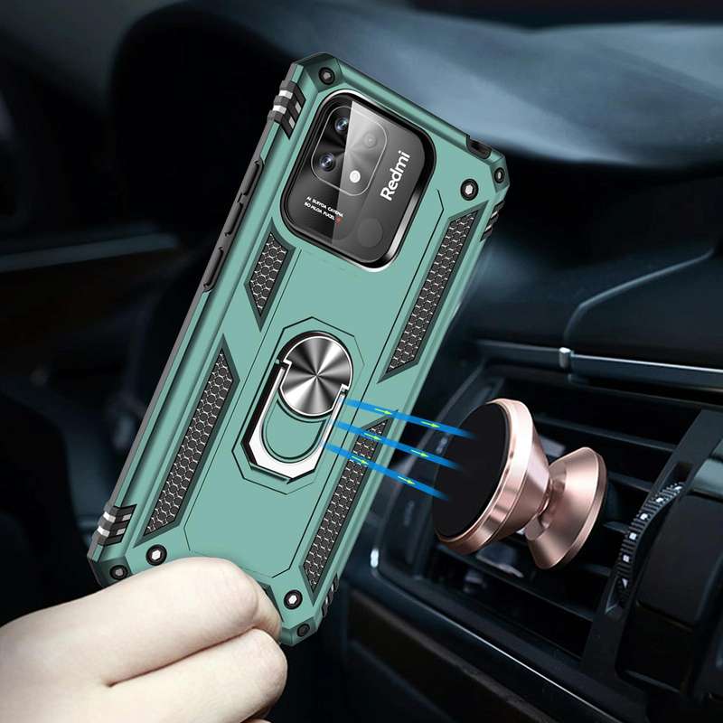 For Xiaomi Redmi 10C Shockproof TPU + PC Phone Case with 360 Degree Rotating Holder(Green)