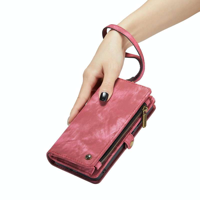 For Samsung Galaxy S22 5G CaseMe-008 Detachable Multifunctional Horizontal Flip Leather Case(Red)
