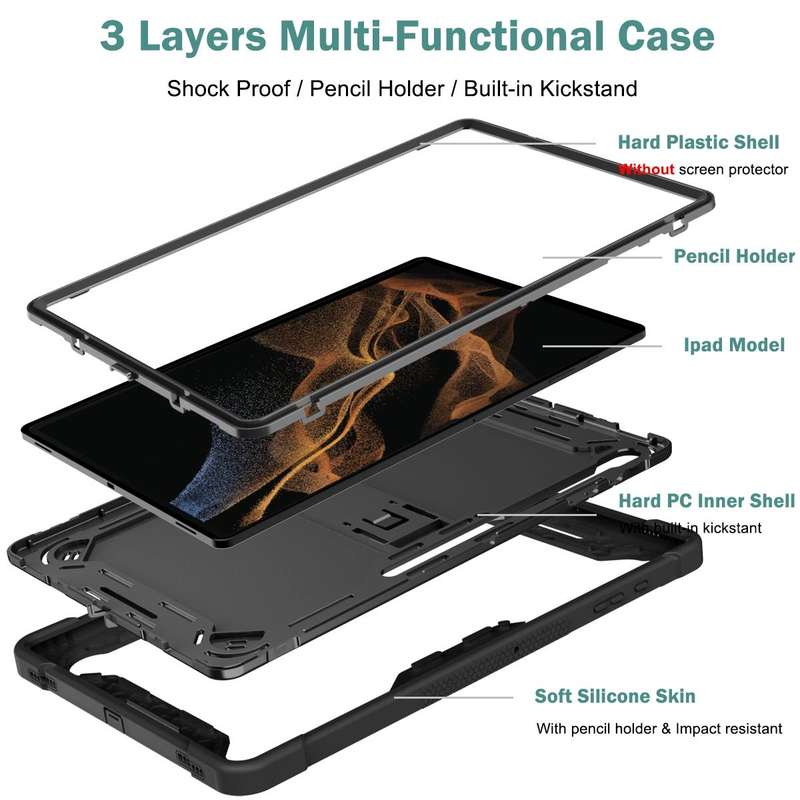 For Samsung Galaxy Tab S8 Ultra Silicone + PC Shockproof Protective Tablet Case(Black)