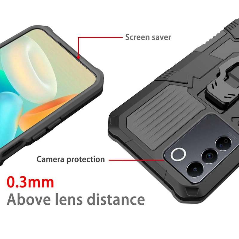 For vivo V27 Armor Warrior Shockproof PC + TPU Phone Case(Grey)