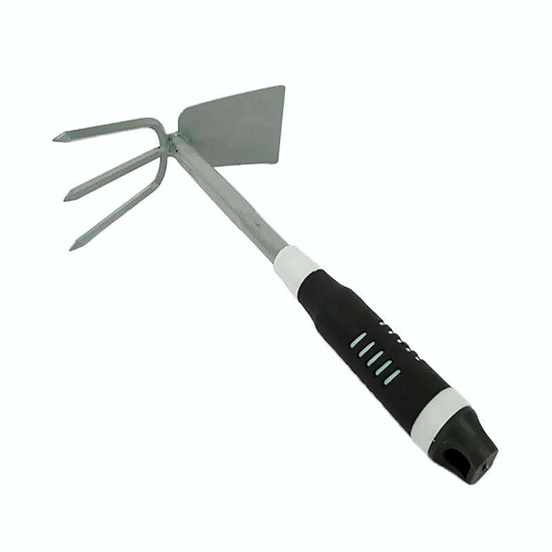 2 in 1 Cultivators Tool Gardening Planting Digging Non-slip Rubber Handle Iron Hoe Rake (Random C...