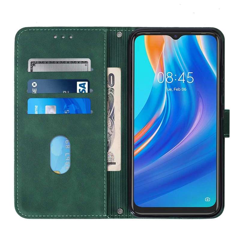 For Tecno Spark 7 Crossbody 3D Embossed Flip Leather Phone Case(Dark Green)