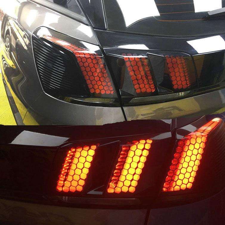 5 PCS Car Honeycomb Tail Lamp Film Universal Personality Modified Light Film Sticker(Bright Black)
