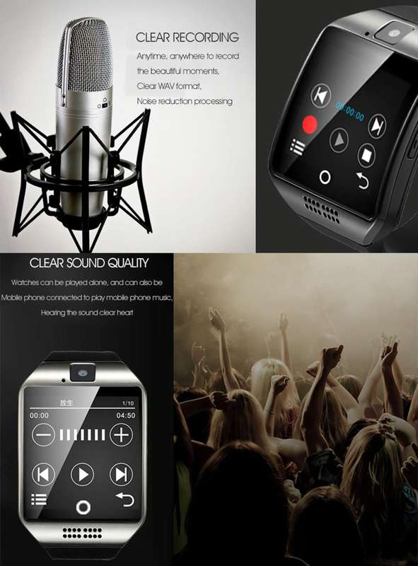 Q18 1.54 inch TFT Screen MTK6260A 360MHz Bluetooth 3.0 Smart Watch Phone, 128M + 64M Memory(Black)
