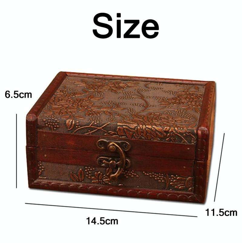 Wooden Vintage Jewelry Box Sorage And Shooting Props, Size: 14.5x11.5x6.5cm(D Copper)