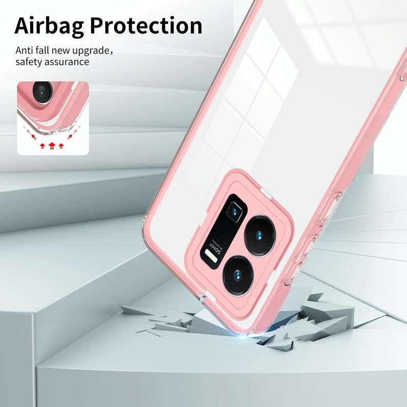 For vivo Y35 4G 2022 Global / Y22 4G 3 in 1 Clear TPU Color PC Frame Phone Case(Pink)