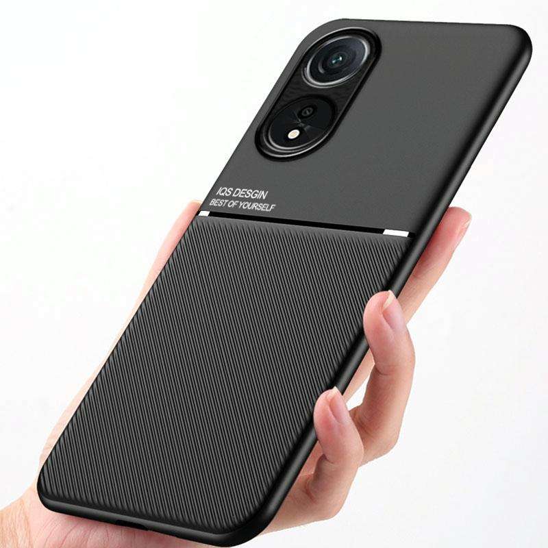 For OPPO A78 4G Classic Tilt Strip Grain Magnetic Shockproof PC + TPU Phone Case(Green)