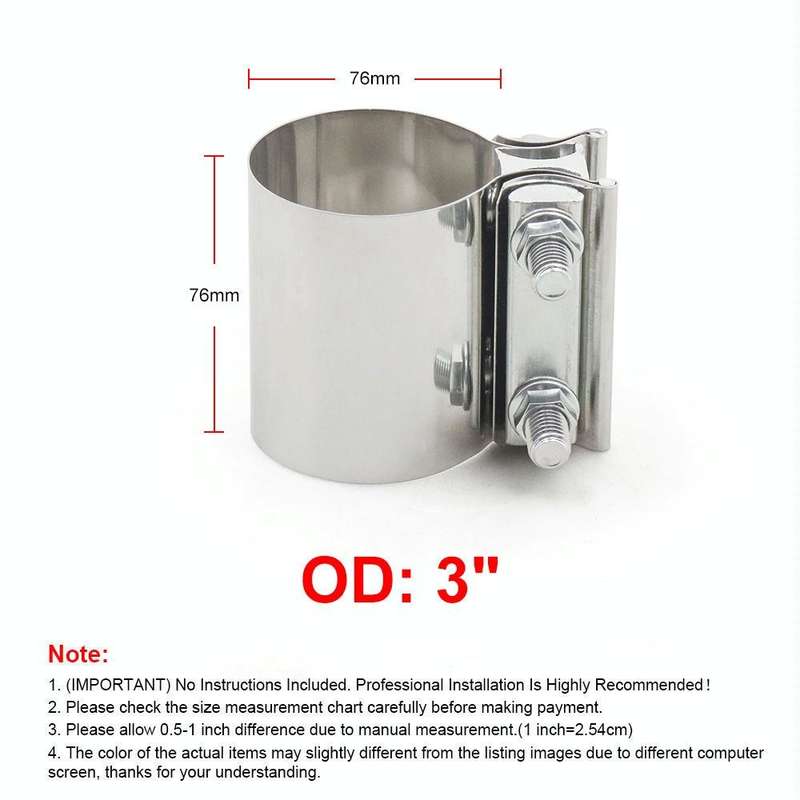 3 inch Car Turbo Exhaust Downpipe Stainless Steel Lap Joint Band Clamp