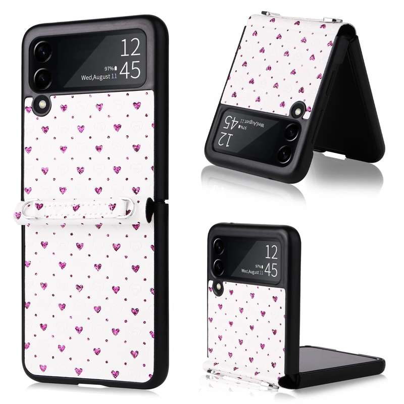 For Samsung Galaxy Z Flip3 5G Colorful Love Lanyard Phone Case(Purple)
