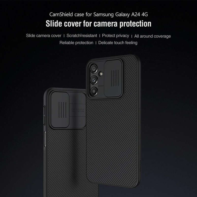 For Samsung Galaxy A24 4G NILLKIN Black Mirror Series Camshield PC Phone Case(Black)