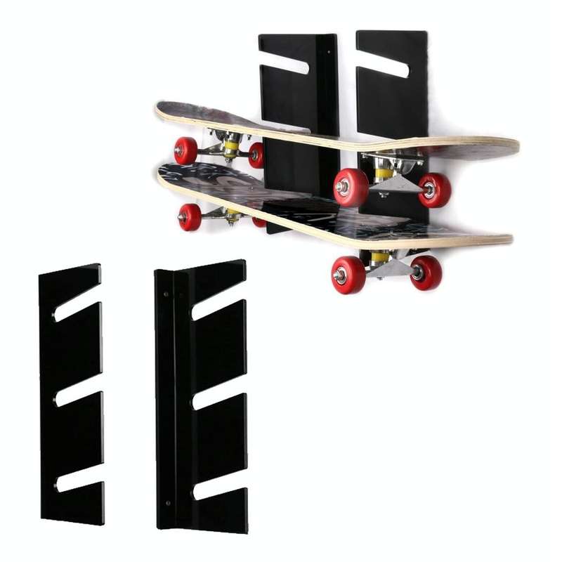 YX076 Wall Mount Four Wheel Skateboard Storage Bracket(Black)