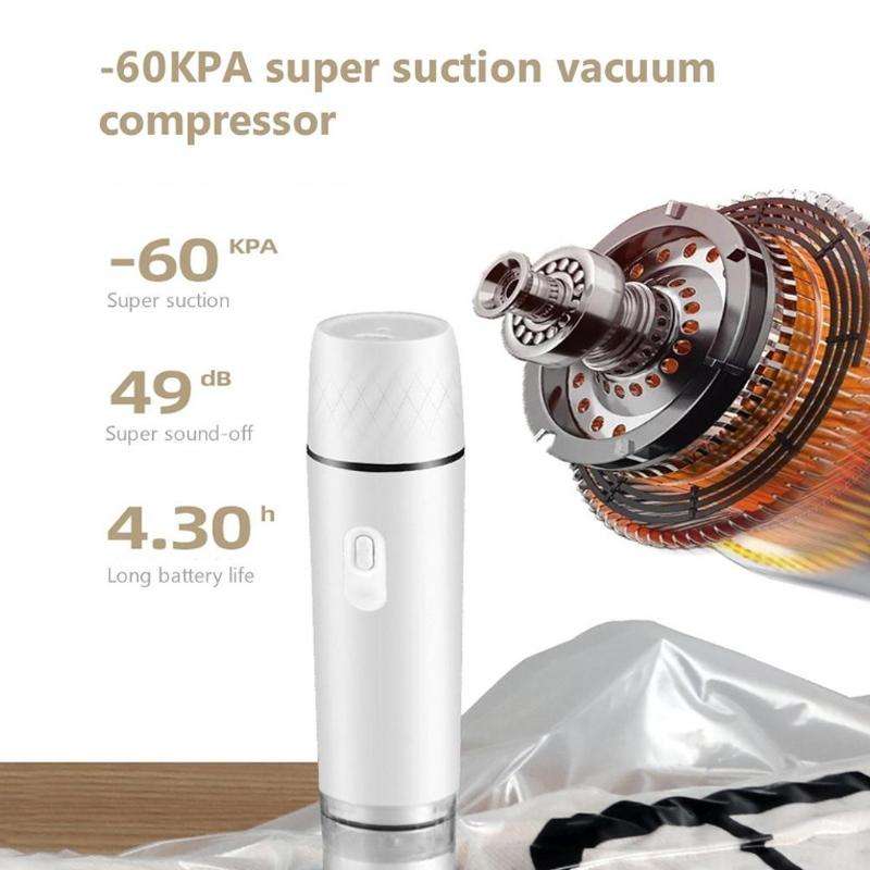 Handheld Vacuum Machine Rechargeable Food Preservation Compression Storage Machine(Black)