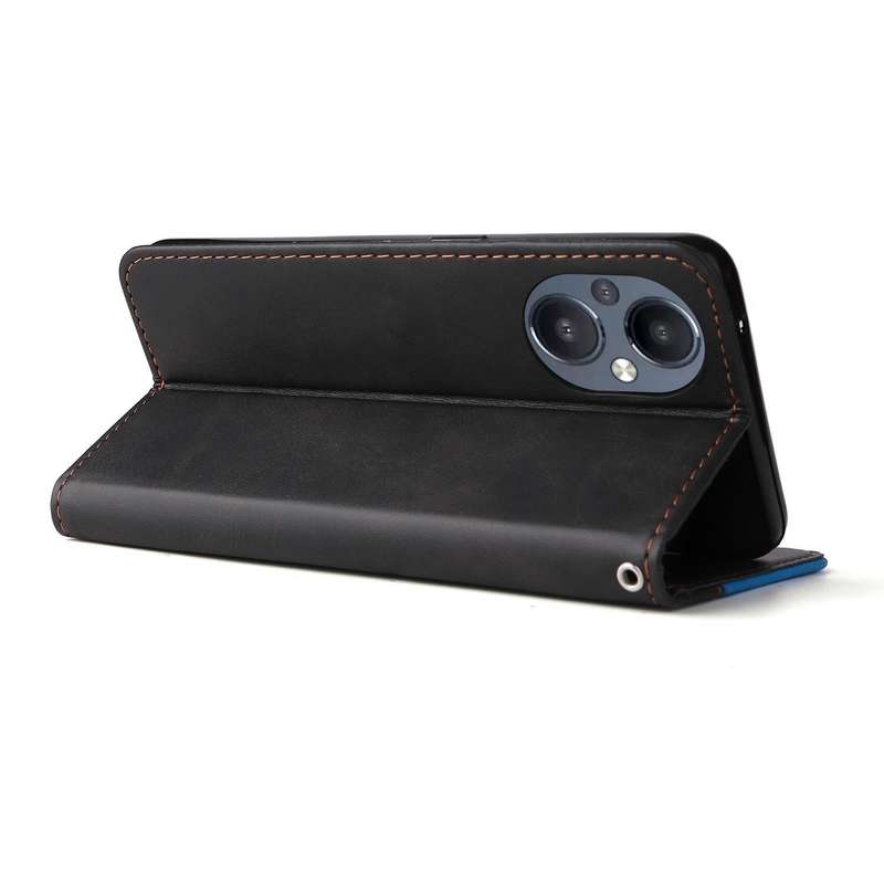 For OPPO Reno7 Z 5G / A96 5G Stitching-Color Flip Leather Phone Case(Blue)
