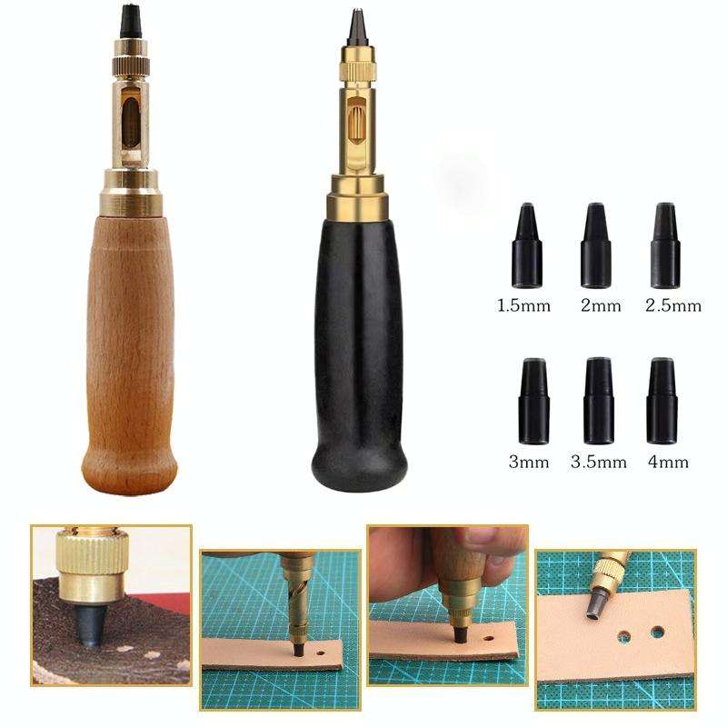 6 In 1 Automatic Belt Punch Punching Multi-scalp Anechoic Belt Punch(Black)