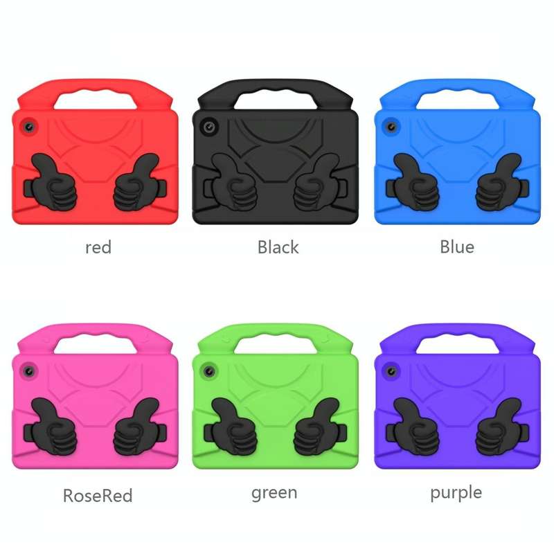 For Amazon Kindle Fire 7 2022 Children EVA Shockproof Tablet Case with Thumb Bracket(Rose Red)