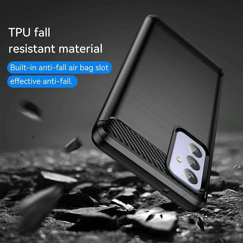 For Samsung Galaxy A82 Brushed Texture Carbon Fiber TPU Phone Case(Black)