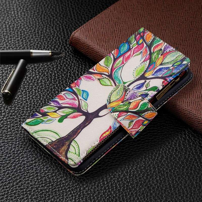 For iPhone 11 Colored Drawing Pattern Zipper Horizontal Flip Leather Case with Holder & Card Slot...