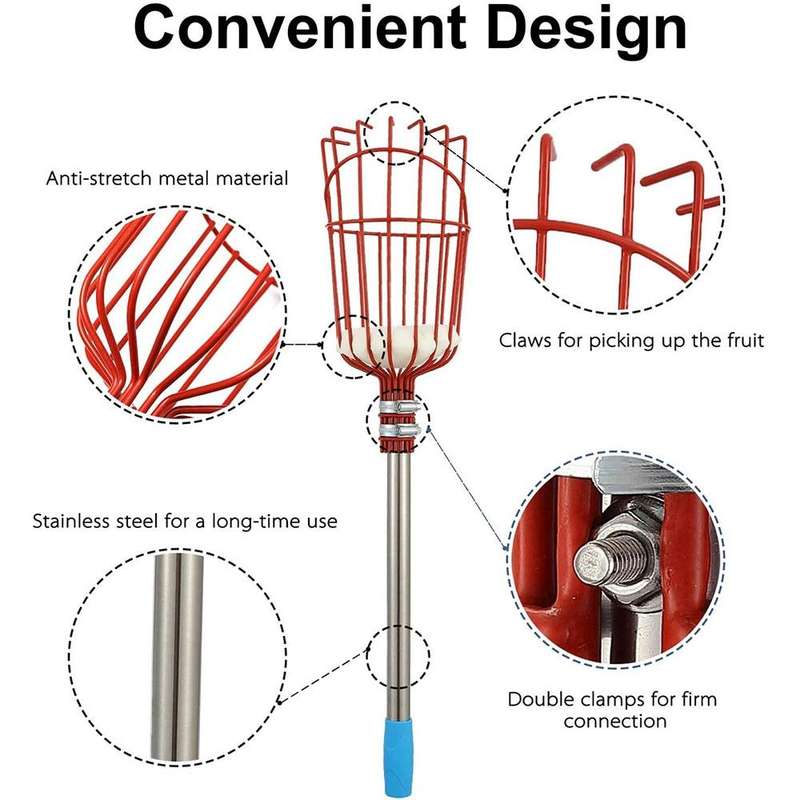 Stainless Steel Aerial Fruit Picker Fruit Picking Tools, Specification: 10 Sections 4m