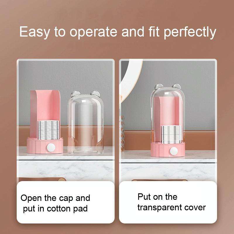 Automatic Push Type Transparent Cosmetic Cotton Storage Box With 50 Cotton Pads(Pink)