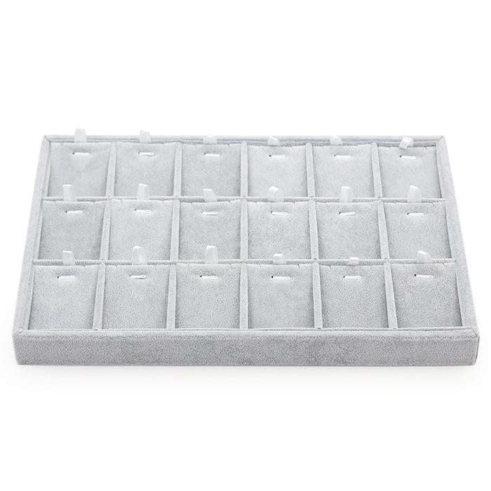 18 Grids Flannelette Ear Stud Earrings Ring Pendant Necklace Display Rack Jewelry Storage Tray
