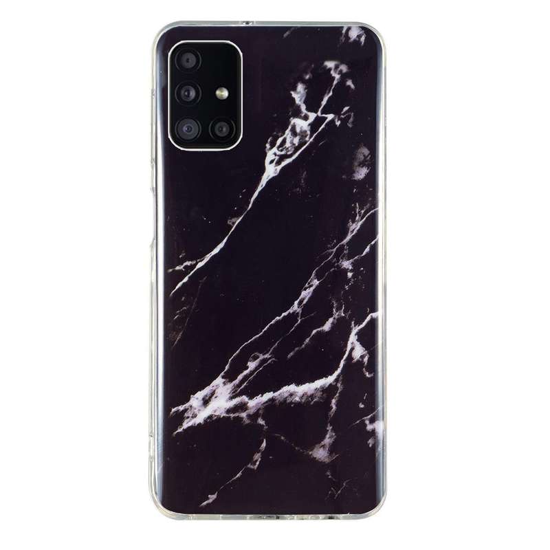 For Samsung Galaxy A71 IMD Marble Pattern TPU Phone Case(Black)