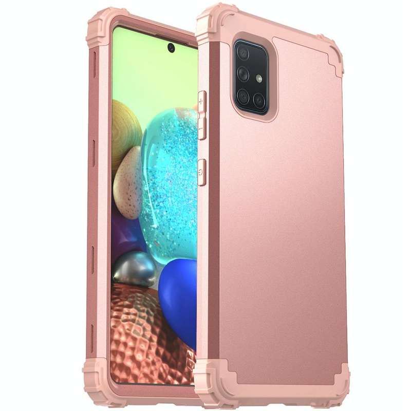 For Samsung Galaxy A71 5G 3 in 1 Shockproof PC + Silicone Protective Case(Rose Gold)