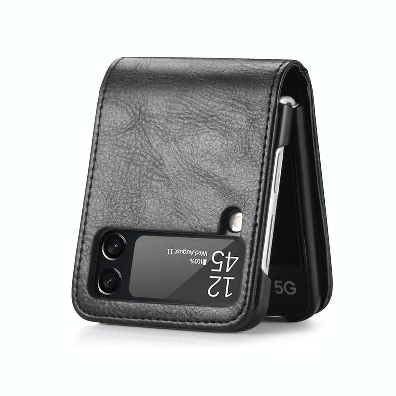 For Samsung Galaxy Z Flip3 5G Vertical Flip Card Slot Leather Phone Case(Black)