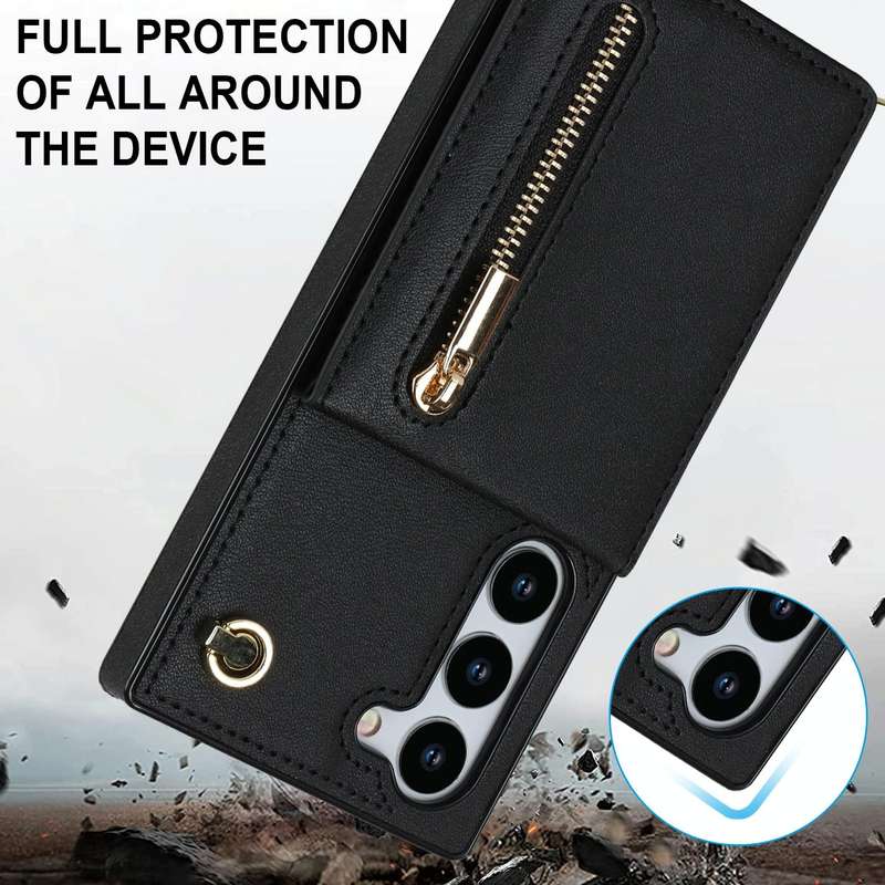 For Samsung Galaxy S23 5G Cross-body Zipper Square TPU+PU Back Cover Case(Black)