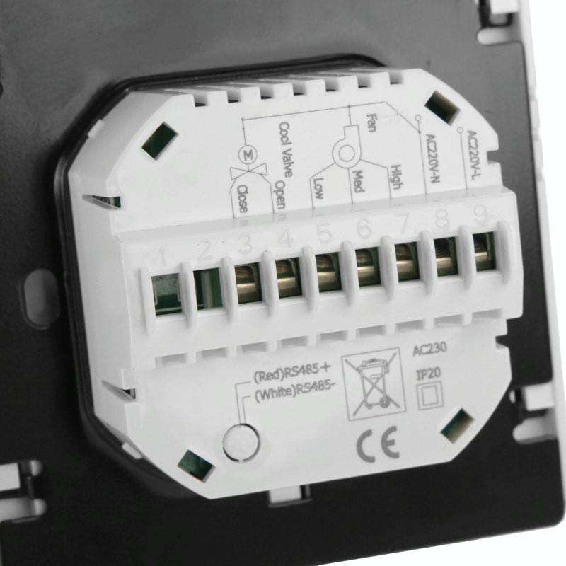 LCD Display Air Conditioning 2-Pipe Programmable Room Thermostat for Fan Coil Unit(White)